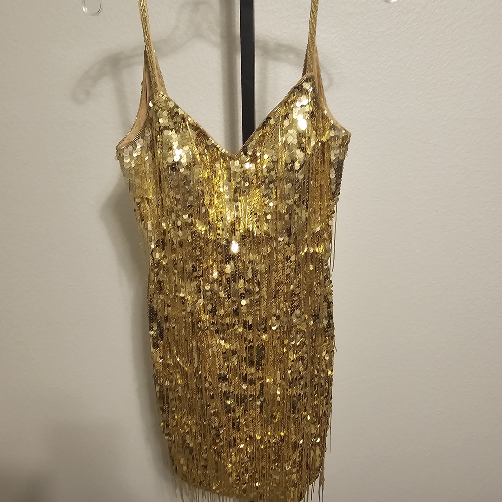 Gold Sequin Mini Dress